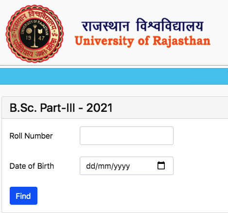 Rajasthan University Bsc final Result 2021 जारी, uniraj Bsc part 3rd result