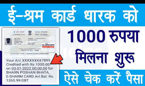E-Shram Card Bhatta 2022, खाते मे आ गए 1000 रुपए जानिए कैसे करें चेक