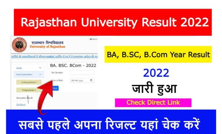Rajasthan-University-Result-2022, राजस्थान-यूनिवर्सिटी-बीए-बीएससी-बीकॉम-का-रिजल्ट-जारी-यहां-से-करें-चेक